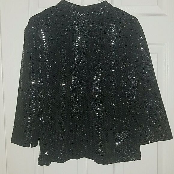 Notations black sparkling evening jacket Sz. PXL NWT - Picture 5 of 6